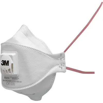 3M Aura 9332+ FFP3 Stofmasker met Ventiel - 3-Paneel Design