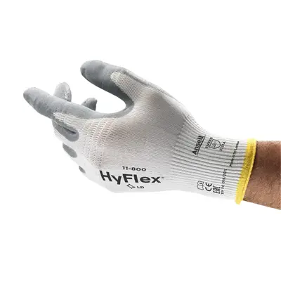 Ansell HyFlex 11-800 Werkhandschoen Grijs/Wit – Schuimnitril Grip & Ademend, Maat 11
