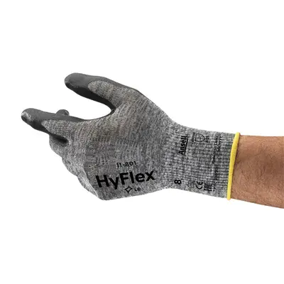 Ansell HyFlex 11-801 Werkhandschoen Grijs/Zwart – Ademend & Precisie Grip, Maat 10