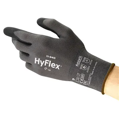 Ansell HyFlex 11-840 Allround Werkhandschoen Nitril Schuim Zwart/Grijs - Maat 9
