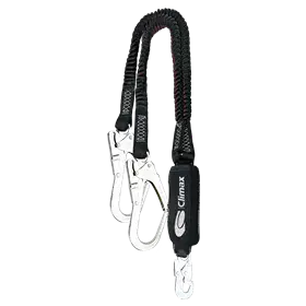 Climax Shock Absorber 51 - Elastische Y Lanyard met Snaphaak & 2 Steigerhaken (120–200 cm)