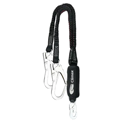 Climax Shock Absorber 51 - Elastische Y Lanyard met Snaphaak & 2 Steigerhaken (120–200 cm)