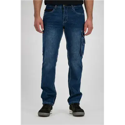 J247 Werkjeans Rhino S20 Blauw – Stretch Denim met Zij- & Duimstokzak, Maat W32 -L32