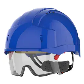 JSP AMB170 EVO VISTAlens Veiligheidshelm Blauw - Geïntegreerde Klasse 1 Veiligheidsbril & Draaiknop