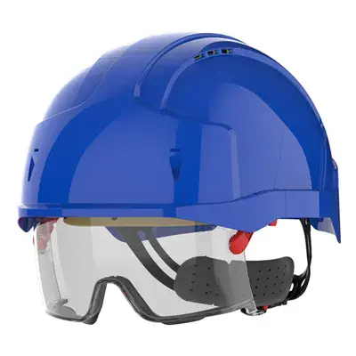 JSP AMB170 EVO VISTAlens Veiligheidshelm Blauw - Geïntegreerde Klasse 1 Veiligheidsbril & Draaiknop