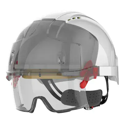 JSP AMB170 EVO VISTAlens Veiligheidshelm Wit/Smoke - Geïntegreerde Veiligheidsbril & Draaiknop