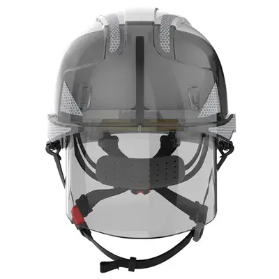 JSP AMH270 Industriële Klimhelm Wit-Smoke - Geïntegreerde Oogbescherming & Draaiknop