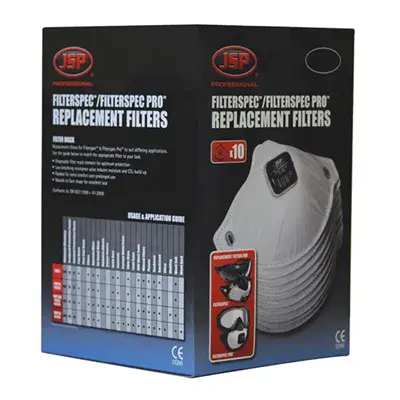 JSP ASG03B FFP3V Filters - 10x Vervangfilters voor Filterspec & Pro
