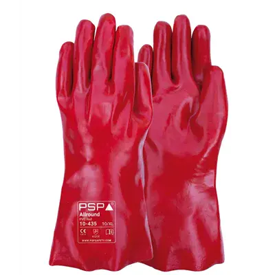 PSP 10-435 PVC Werkhandschoen Oliebestendig Dubbel Gecoat 35 cm - Rood - Maat 10