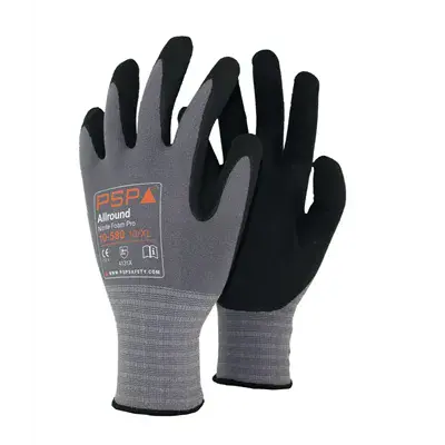 PSP 10-580 Werkhandschoen Nitril Foam Grijs/Zwart – Foodkeur & Ademend Comfort, Maat 9