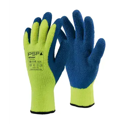 PSP 18-110 Winterhandschoen Latex Blauw/Geel – Hi-Viz & Grip bij Nattigheid, Maat 8