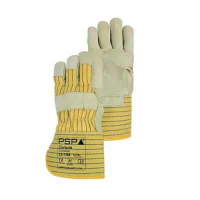 PSP 33-155 Canadian Werkhandschoen Rundleer Gevoerd Geel/Beige – Flanelvoering & Palmversterking, Maat 10