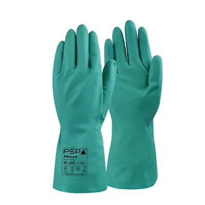 PSP 40-200 Chemische Handschoenen Groen - Nitril 33cm, Foodkeur & Oplosmiddelbestendig, Maat 7