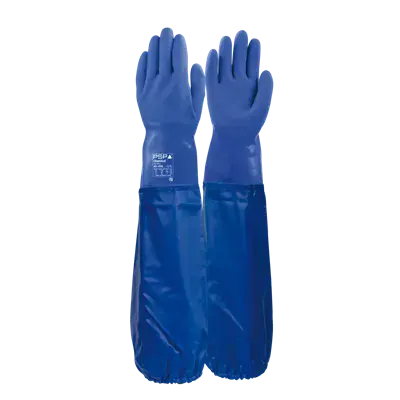PSP 40-466 Chemische PVC Handschoenen Blauw - 66cm Triple Dipped & Oliebestendig, Maat 9