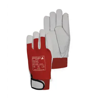PSP Tropic Werkhandschoen Geitenleer met Klittenbandsluiting Rood/Wit - Maat 8