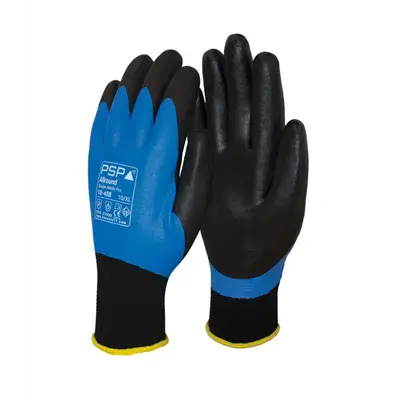 PSP Werkhandschoen Double Nitril Blauw/Zwart – Topgrip & Sanitized® Behandeling, Maat 8