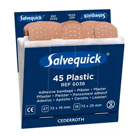 Salvequick Navulling 6036 Plastic Pleisters – 6×45 Stuks, Voor Pleisterdispenser (Twee Formaten)