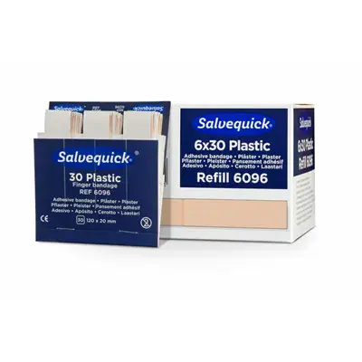 Salvequick Navulling 6096 Lange Vingerpleisters – 6×30 Stuks, Waterafstotend & Flexibel (12 cm)