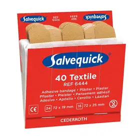 Salvequick Navulling 6444 Textielpleisters – 6×40 Stuks, Voor Pleisterdispenser (Twee Formaten)