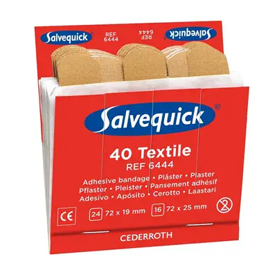 Salvequick Navulling 6444 Textielpleisters – 6×40 Stuks, Voor Pleisterdispenser (Twee Formaten)