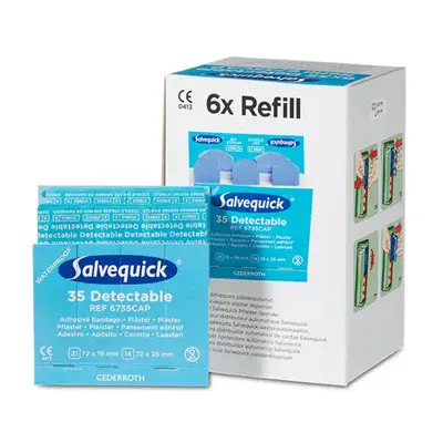 Salvequick Navulling 6735 Detecteerbare Pleisters – 35 Stuks, HACCP Geschikt voor Voedingsindustrie