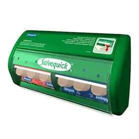 Salvequick Pleisterdispenser – 85 Stuks (Plastic & Textiel) met Eenvoudige Éénhandige Applicatie