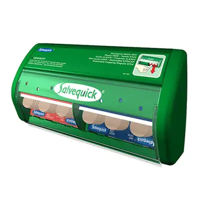 Salvequick Pleisterdispenser – 85 Stuks (Plastic & Textiel) met Eenvoudige Éénhandige Applicatie