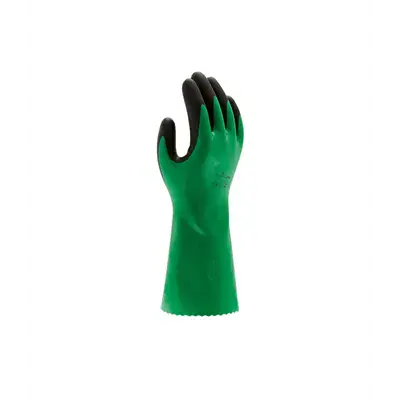 Showa 379 Werkhandschoenen Groen/Zwart - Volledig Nitrile Foam & Chemisch Bestendig, Maat 10 (XL)