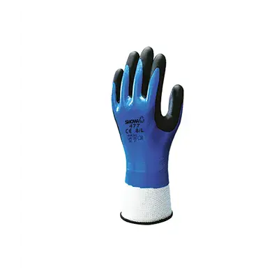 Showa 477 Winterhandschoen Nitril Blauw/Zwart – Gevoerd tot -10°C & Olieafstotend, Maat 8-L