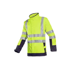 Sioen 9856 Vlamvertragende Reflecterende Regenjas Playford Fluo Geel / Marineblauw - Maat XL