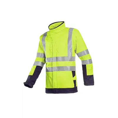 Sioen 9856 Vlamvertragende Reflecterende Regenjas Playford Fluo Geel / Marineblauw - Maat XL