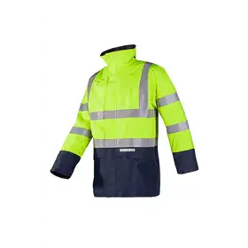 Sioen Elliston Regenjas Fluo Geel/Marine - Vlamvertragend, Antistatisch & Waterdicht - Maat 2XL