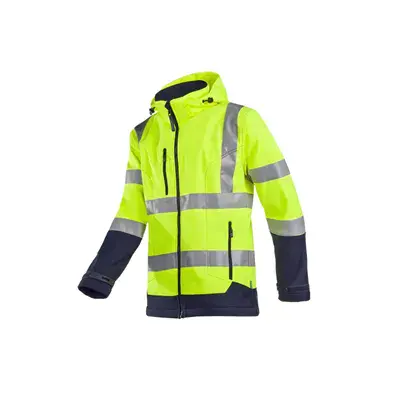 Sioen Fuller Softshelljas Fluo Geel/Blauw - Waterdicht, Gevoerd & Met Kap - Maat M