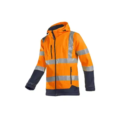 Sioen Fuller Softshelljas Fluo Oranje/Blauw - Waterdicht, Gevoerd & Met Kap - Maat L