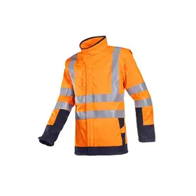 Sioen Heatherton Softshelljas Fluo Oranje/Marine - Vlamvertragend, Winddicht & Afritsbaar - Maat XL