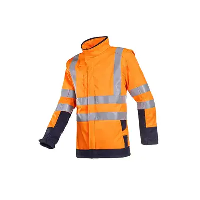 Sioen Heatherton Softshelljas Fluo Oranje/Marine - Vlamvertragend, Winddicht & Afritsbaar - Maat XL