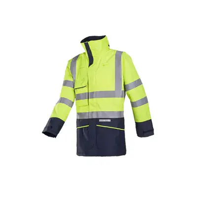 Sioen Hedland Parka Fluo Geel/Marine - Vlamvertragend, Antistatisch & Waterdicht - Maat 2XL