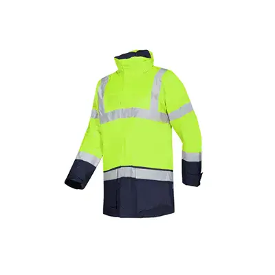 Sioen LIGHTFLASH 313A Parka Fluo Geel/Marine - Winddicht, Waterdicht & Gevoerd, Maat L