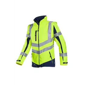 Sioen Malden Softshelljas Fluo Geel/Marine - Winddicht, Gevoerd & Met Afritsbare Mouwen - Maat L